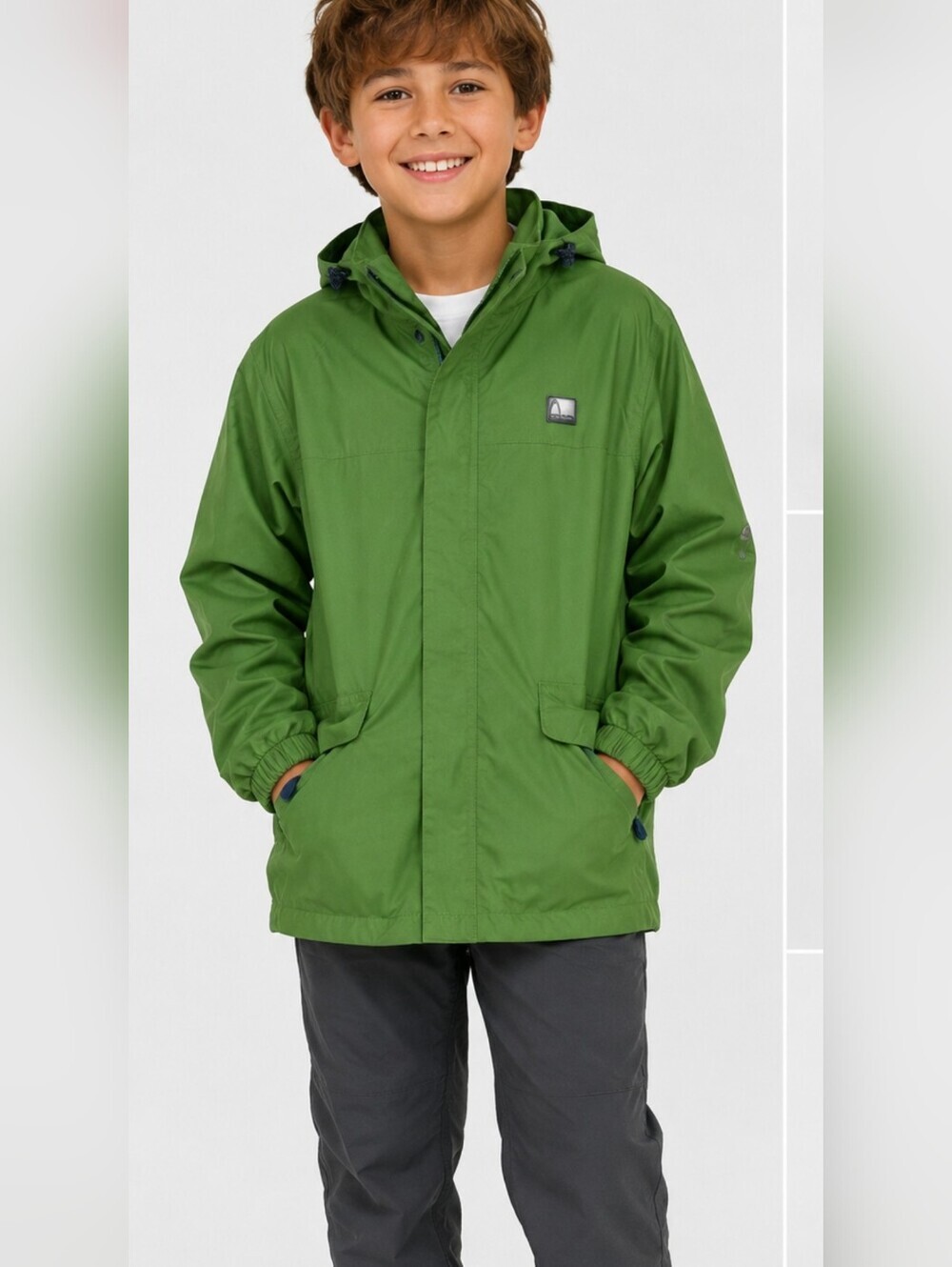 Head Kids Large Green Waterproof Hooded Rain Jacket Unisex